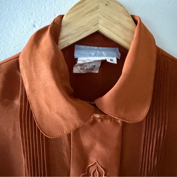 Vintage Rust Orange Embroidered Shirt - Picture 3 of 9